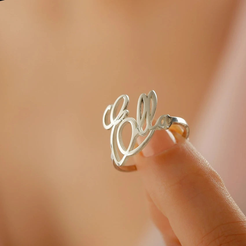 Stackable Personalized Name Rings Wedding Jewelry Stainless Steel Custom Couple Nameplate Finger Rings Women Bridesmaid Gifts