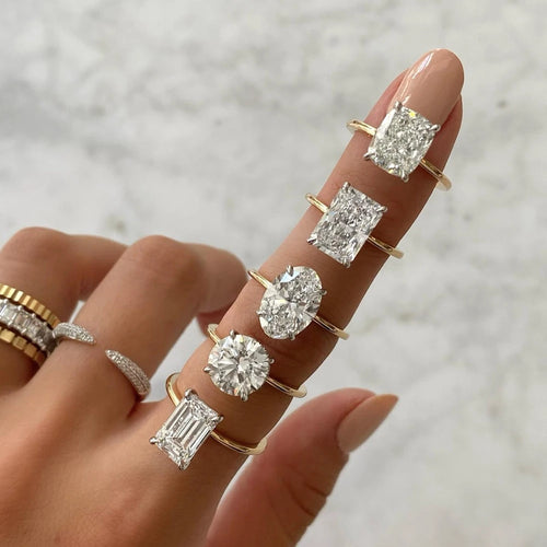 Customizable 14K 18K Gold Engagement Solitaire Ring 1CT 5CT Oval Cushion Cut VVS1 Moissanite/Lab Grown Diamond Engagement Ring