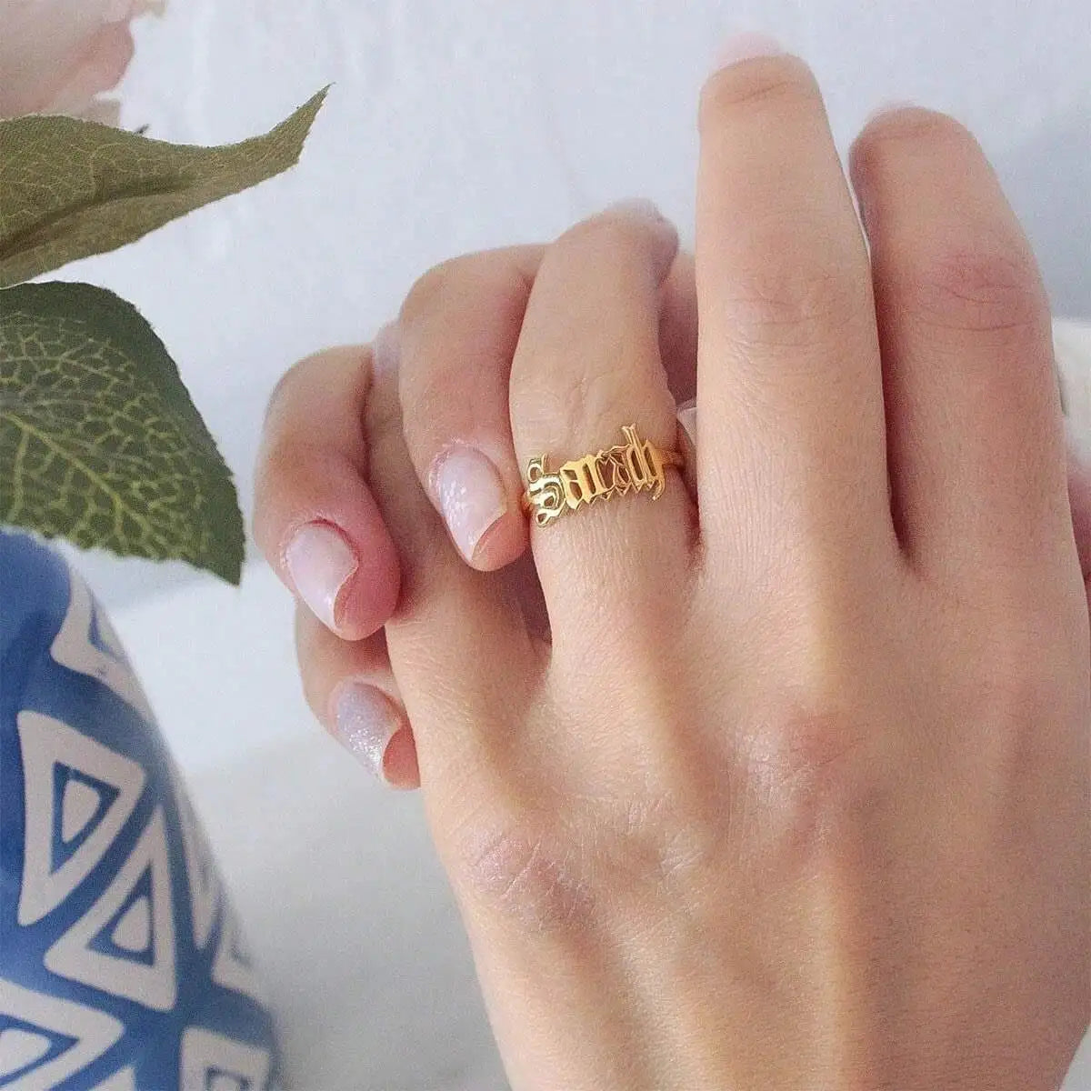 Custom Name Ring For Women Men Adjustable Stainless Steel Gold Plated Personalized Jewelry Gift