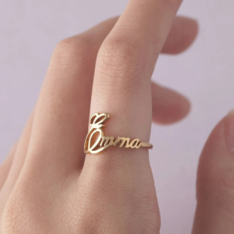 Stackable Personalized Name Rings Wedding Jewelry Stainless Steel Custom Couple Nameplate Finger Rings Women Bridesmaid Gifts