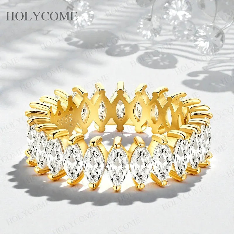 Marquise Cut Custom Moissanite Ring 2x4mm D Color VVS1 Wholesale Price For Ladies Girls Wedding Birthday Party Jewelry Presents