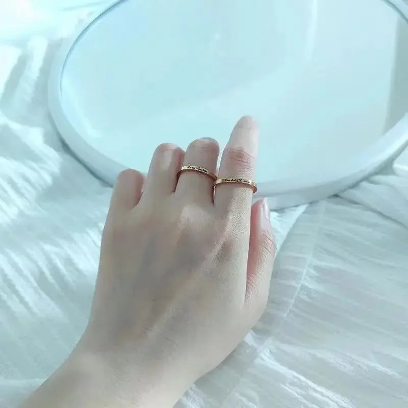 Custom Engraving Name Ring High-end Stainless Steel Jewelry Men's Personalized Customized Rings for Couple Valentines Day Gift
