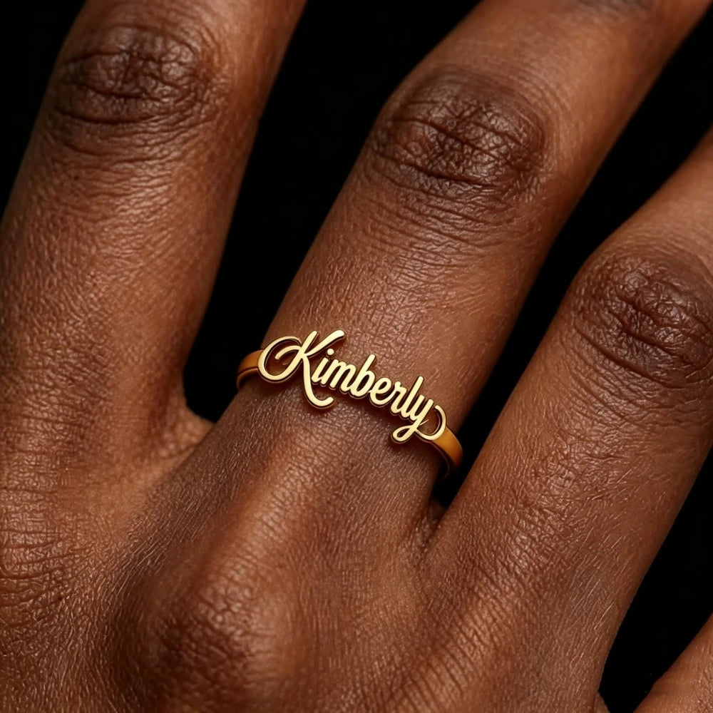 Custom Cursive Name Adjustable Ring Personalized Script Name Rings For Women Couple Name Ring Jewelry Mom Sisters Best Gifts