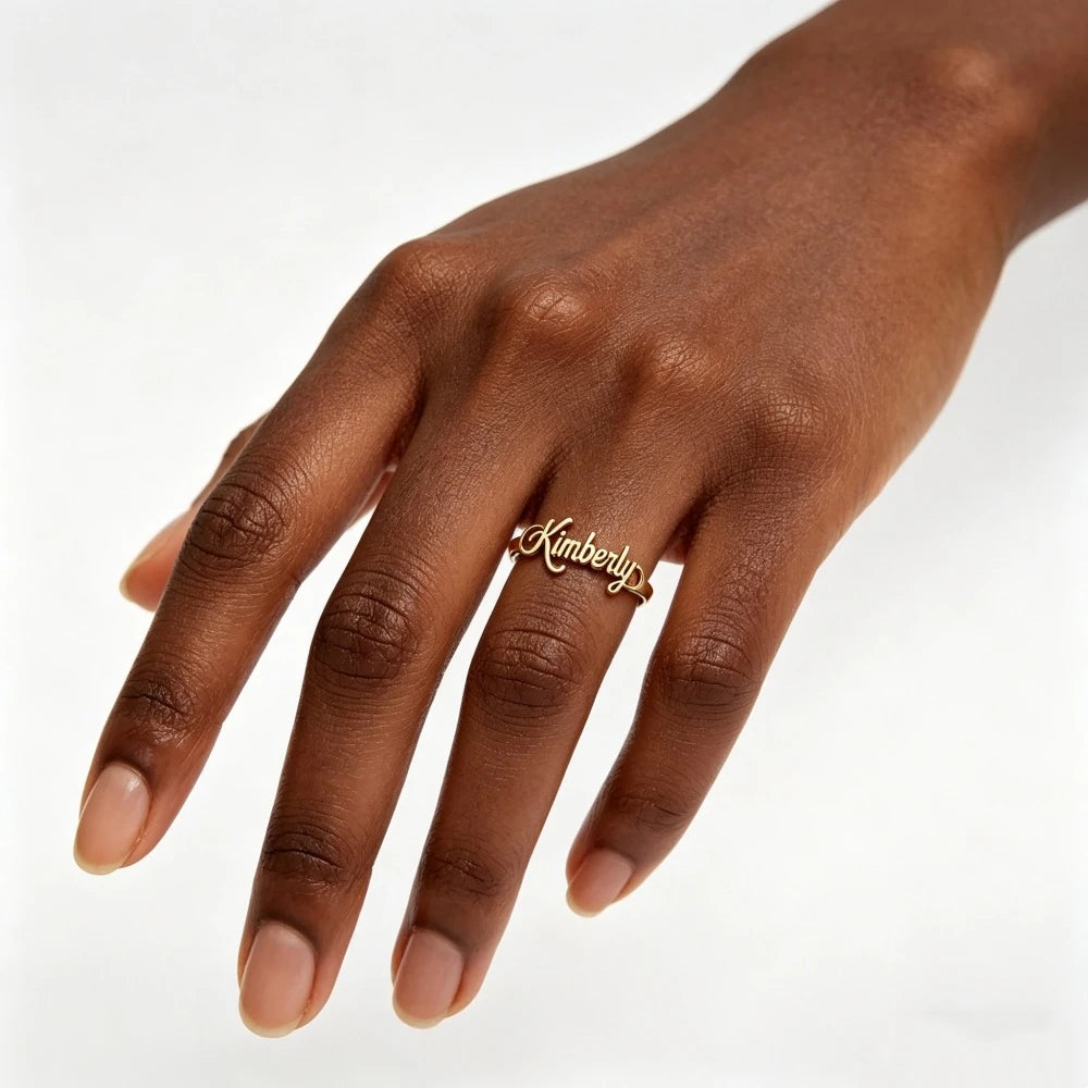 Custom Cursive Name Adjustable Ring Personalized Script Name Rings For Women Couple Name Ring Jewelry Mom Sisters Best Gifts