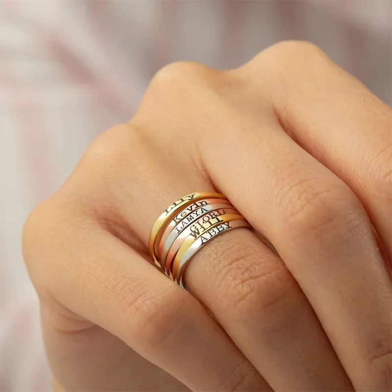 Custom Engraving Name Ring High-end Stainless Steel Jewelry Men's Personalized Customized Rings for Couple Valentines Day Gift