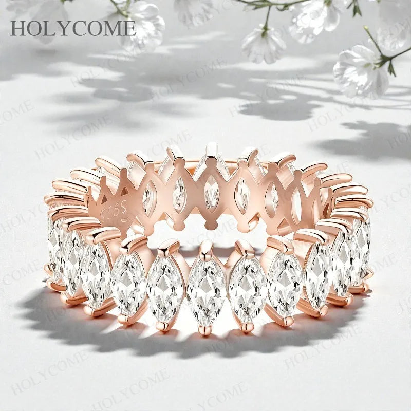 Marquise Cut Custom Moissanite Ring 2x4mm D Color VVS1 Wholesale Price For Ladies Girls Wedding Birthday Party Jewelry Presents